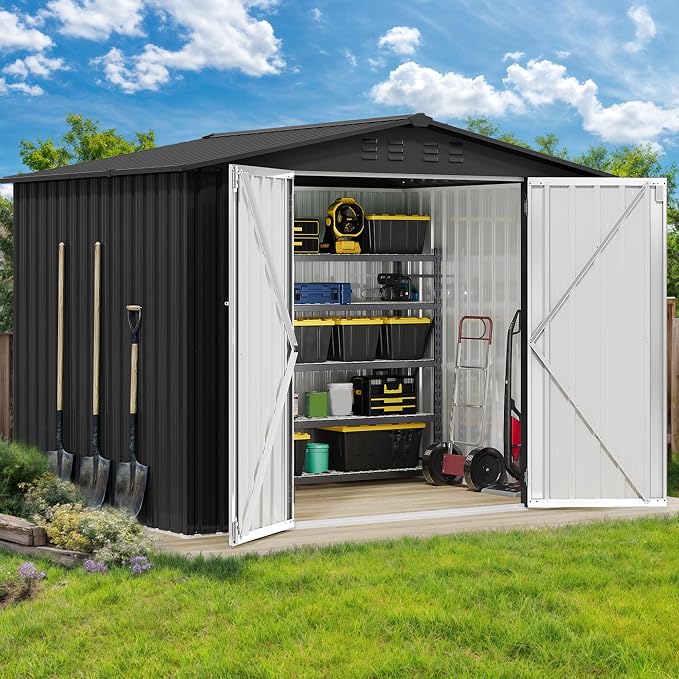 DWVO 8x6FT Outdoor Storage Shelter, Roomy Steel Tool Shed - Image 2