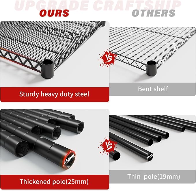 REIBII 60''W X 82.6" H Steel Heavy Duty Wire Shelving Unit - Image 6
