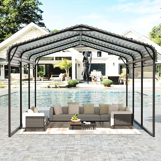 EBE 10 x 15 FT Outdoor Carport, Heavy Duty Metal Carports - Image 7