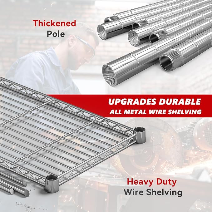REIBII 58" W 5 Tier Heavy Duty Wire Shelving Unit - 1400LB Metal - Image 6