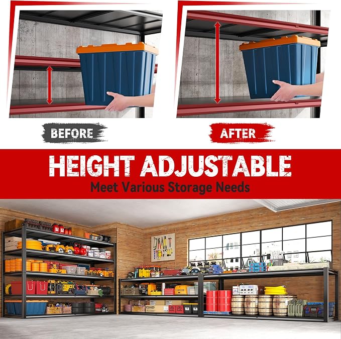 REIBII 78" H Garage Shelving, Storage Shelves Heavy Duty Load 3000LBS, - Image 5