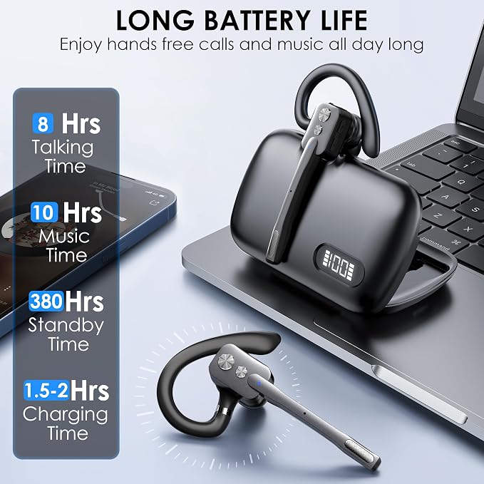 Bluetooth Headset, Wireless Bluetooth Earpiece - Image 3