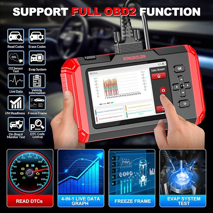 KINGBOLEN S800 OBD2 Scanner Diagnostic Tool, ABS SRS Engine at Automotriz Code - Image 4