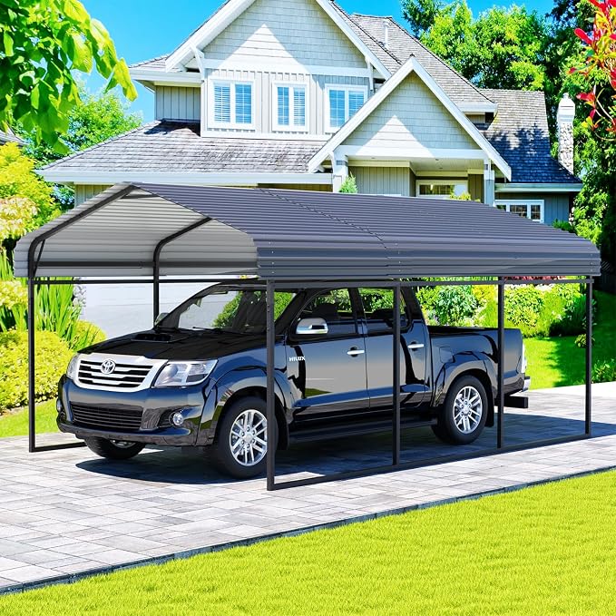 EBE 10 x 15 FT Outdoor Carport, Heavy Duty Metal Carports - Image 6