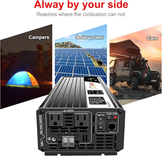 Xijia LCD-Display 3000W dc 48v to 110V 120V ac 60HZ Pure sine Wave Solar - Image 4