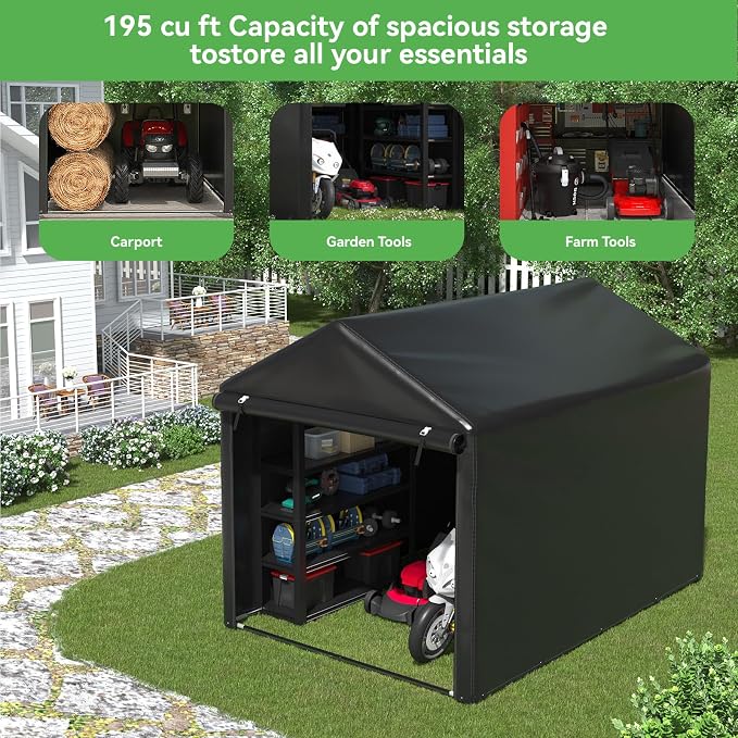 EROMMY 5x7 FT Carport Storage Shed, Heavy Duty Outdoor Storage Shed - Image 6