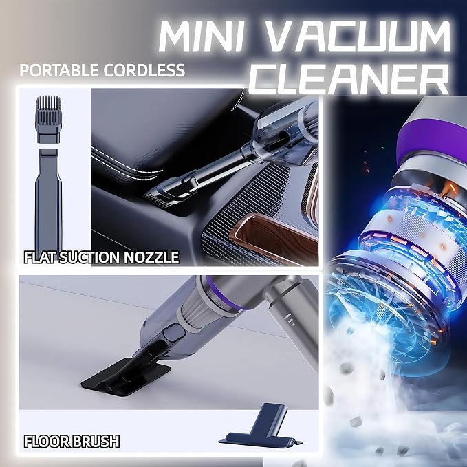 Handheld Car Vacuum Cleaner, 21000PA Rechargeable High Power Cordless Mini - Image 4