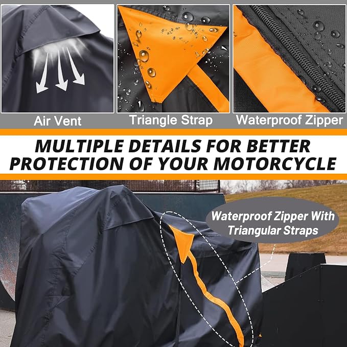 Motorcycle Cover, Waterproof Zipper Outdoor Cover - Image 4