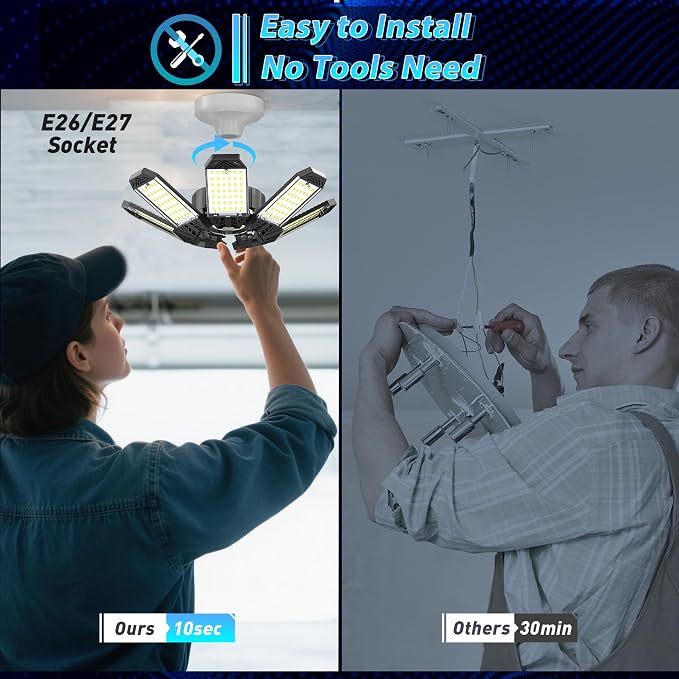 ISKYDRAW LED Garage Light 260W, 26000LM 6500K Garage Ceiling Lights - Image 5