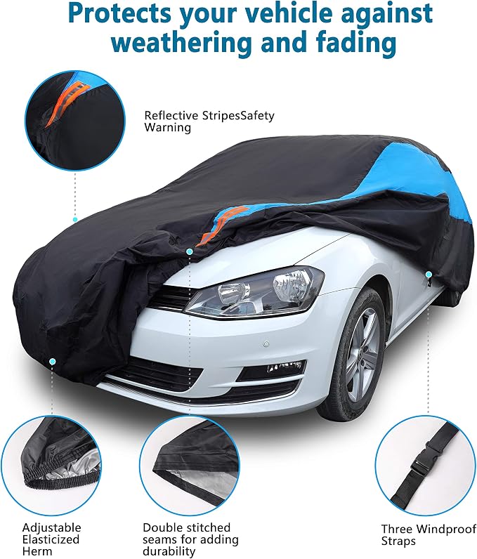 MORNYRAY Waterproof Car Cover All Weather Snowproof UV Protection Windproof - Image 2