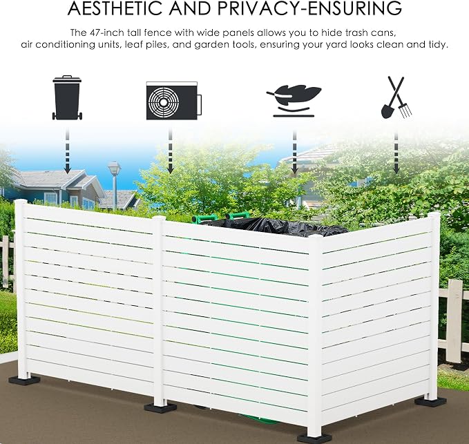 Kozyard 50" W x 48" H Outdoor Privacy Screens Aluminum Post, Air Conditioner - Image 3