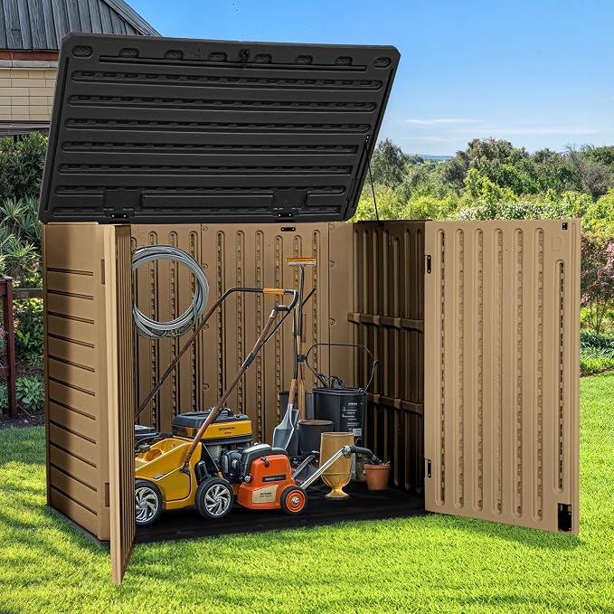 GOOBED Horizontal Shed with Padlock Latch, Outdoor Storage Shed - Image 2