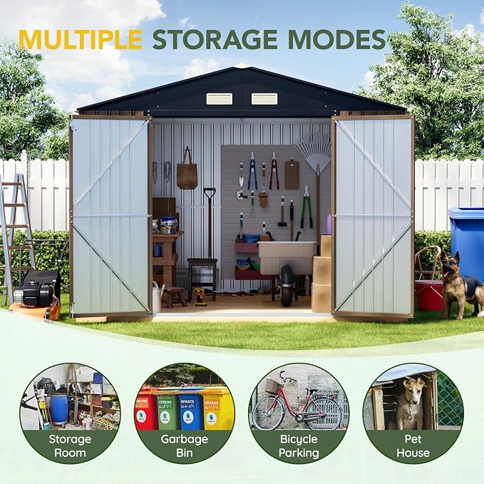 Breezz Outdoor Storage Shed 10 x 10ft. Utility Tool Shed Metal Storage Garden - Image 6