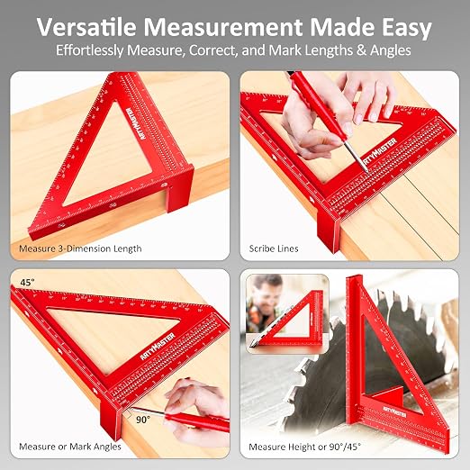 8 inch 3D Multi-Angle Measuring Square Ruler, WT103B High Precision Hole - Image 3