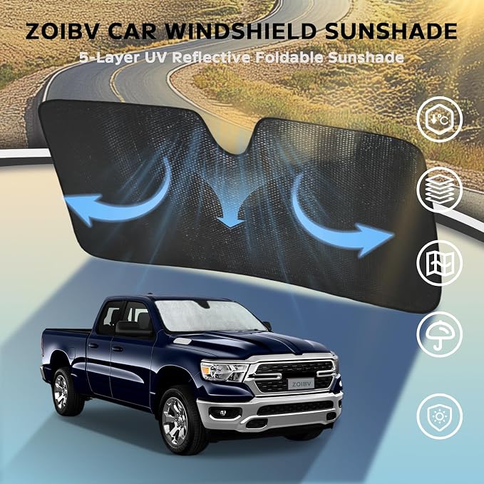Windshield Sun Shade for Dodge RAM 1500 2019-2025 - Image 3