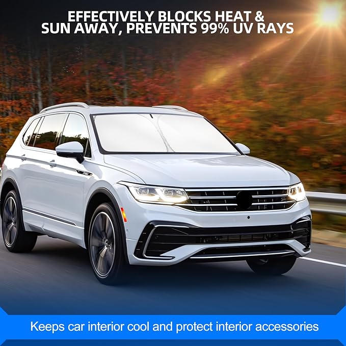 Windshield Sun Shade for Volkswagen VW Tiguan 2018-2025 Foldable Sunshade - Image 7