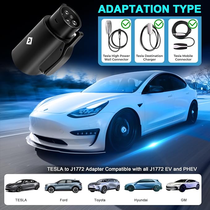 Tesla to J1772 Adapter, 80A 250V Max, Portable and Outdoor EV Adapter, - Image 4
