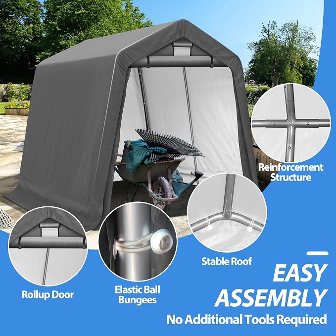 8x8Ft Ourdoor Storage Shed Shelter, Portable Shed Garage - Image 3