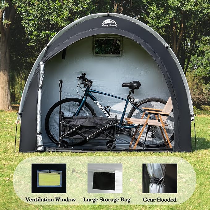 Happy Travel Bike Storage Tent Shed, Outdoor Waterproof Bicycle Covers Shelter - Image 5