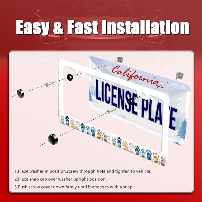 Bear Paw Print License Plate Frame Colorful Animal License Plate Frames Funny - Image 3