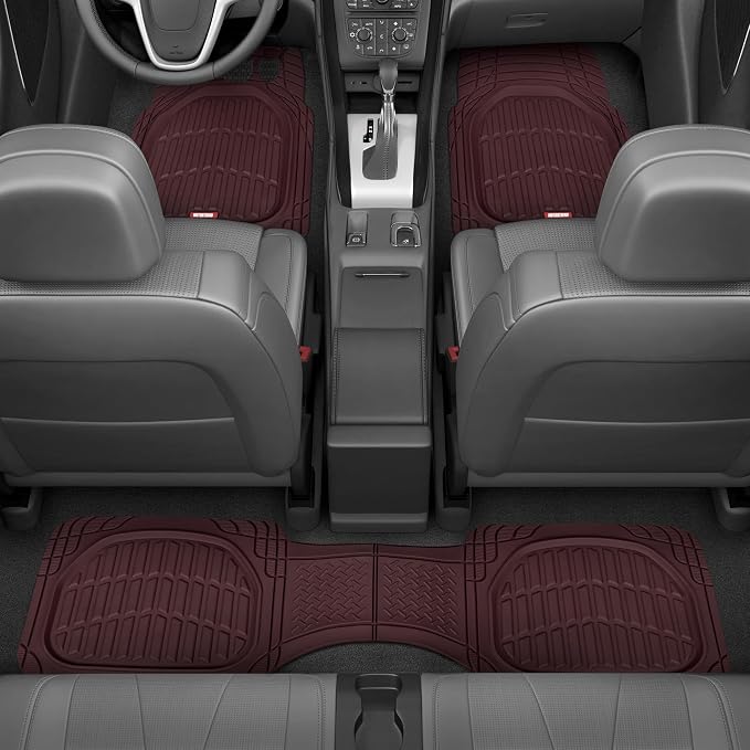 BDK Red All Weather Heavy Duty Car Floor Mats Interior Liners - Image 2