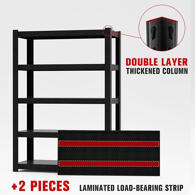 72" Hx47.3 Wx23.6 D 5 Tier Garage Shelving Heavy Duty Garage Storage Shelves - Image 5