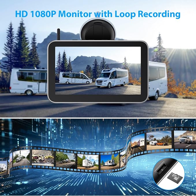 4 Magnetic Solar Wireless Backup Camera HD1080P 7" DVR Monitor, 3Mins No-Wire - Image 3