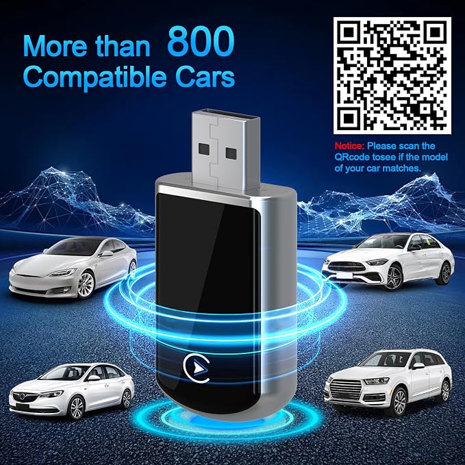 Wireless CarPlay Adapter for iPhone, 2 in 1 CarPlay Wireless Adapter, No Latency - Image 4