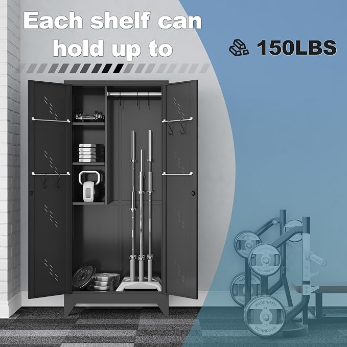 Metal Garage Storage Cabinet, 75” Cleaning Tool Cabinet - Image 5