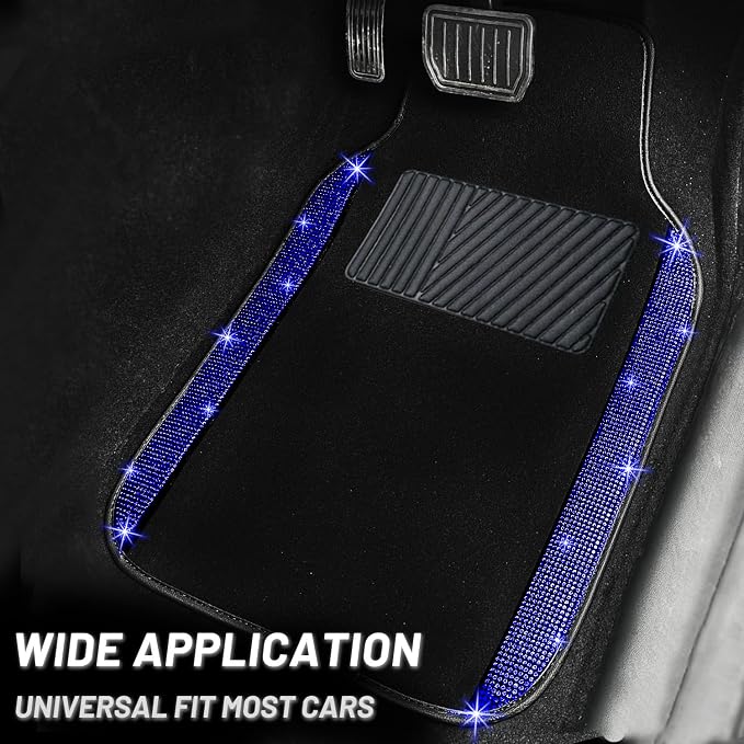 NBTEPEM Blue Bling Car Floor Mats Full Set, Universal Fit Most Cars - Image 2