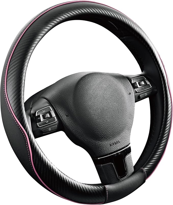 PIC AUTO Steering Wheel Cover, Sports Carbon Fiber and Super Breathable Leather - Image 2