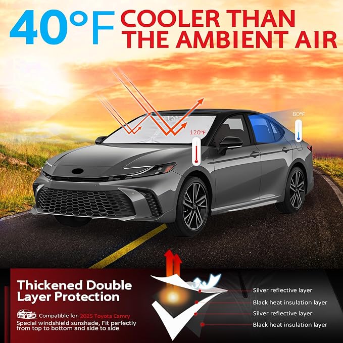 KAYZT Windshield Sun Shade for 2025 2026 Toyota Camry LE XLE Hybrid SE XSE - Image 2