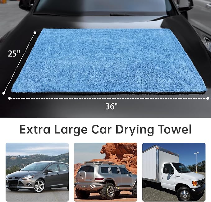LIVOS Extra Large Car Drying Towel, Twisted Terry Microfiber Towels - Image 2