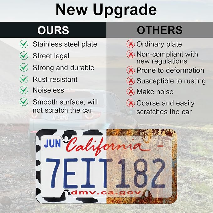 LivTee 4 Holes Stainless Steel License Plate Frames, Automotive Exterior - Image 6