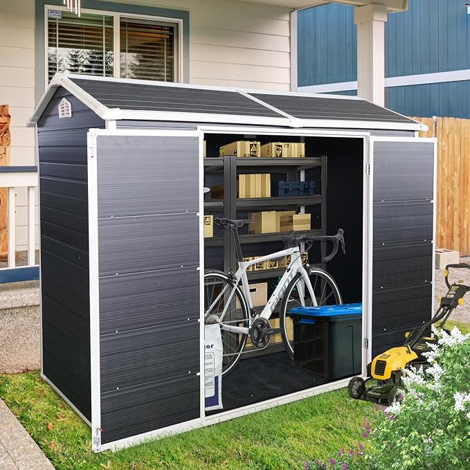 8x4 FT Outdoor Storage Shed, Resin Garden Shed - Image 8