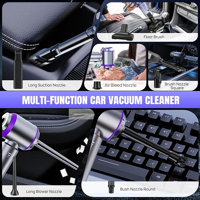 Mini Car Vacuum Cleaner, 20000PA 4-in-1 Cordless Handheld Vacuum Cleaner - Image 7