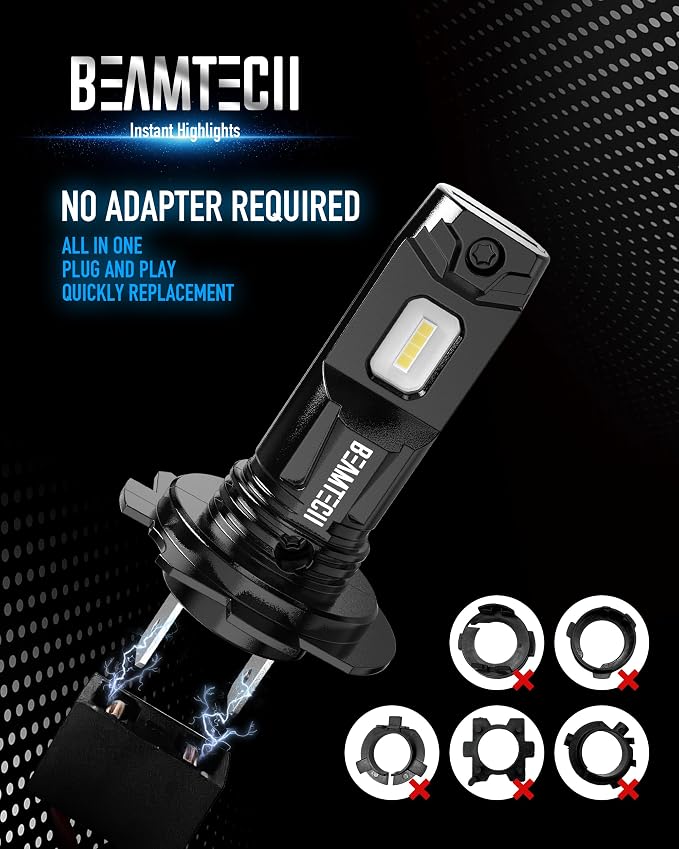 BEAMTECH H7 Fog Light Bulb Fog Light 6500K Xenon White Fanless In Line Pack Of 2 - Image 4