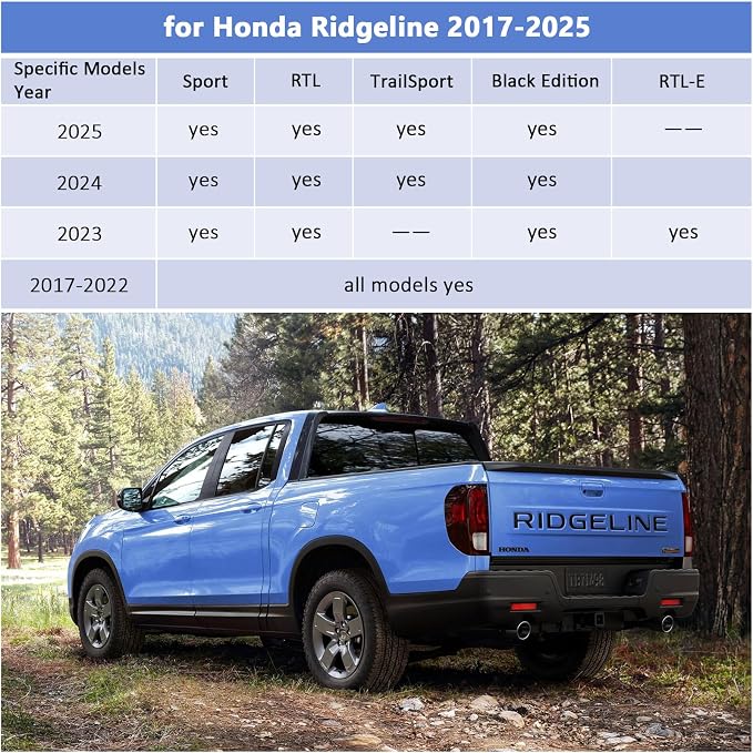 Binmotor-Floor Mats for 2017-2025 Honda Ridgeline Crew Cab, Front & 2nd Row - Image 2