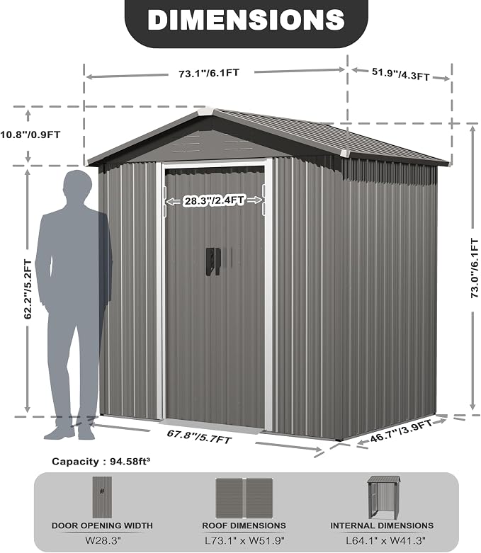 Nuu Garden 6 x 4 FT Outdoor Storage Shed - Image 4