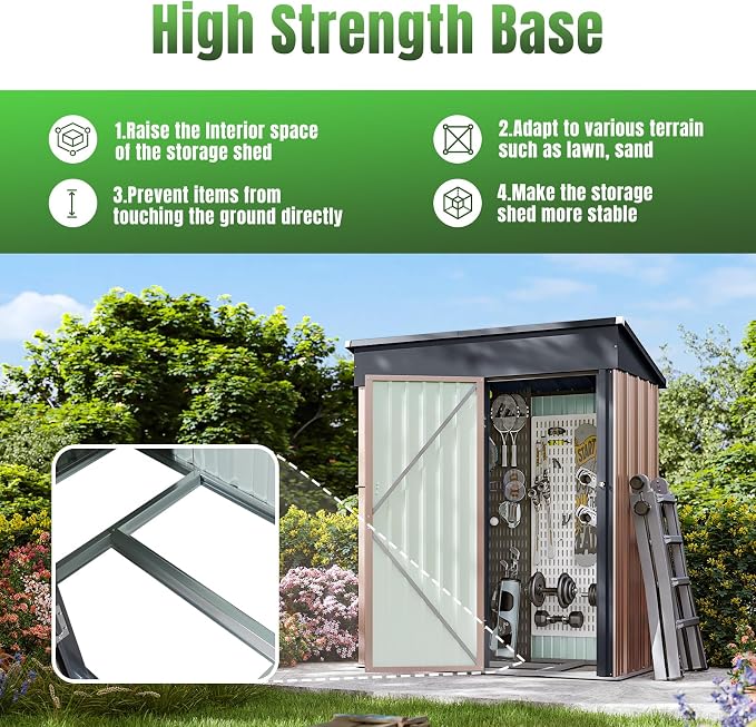 Aoxun 5'x3' Outdoor Storage Shed - Image 2