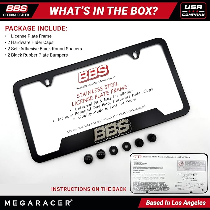 BBS Official Black Stainless Steel License Plate Frame – Made in USA – Premium - Image 4