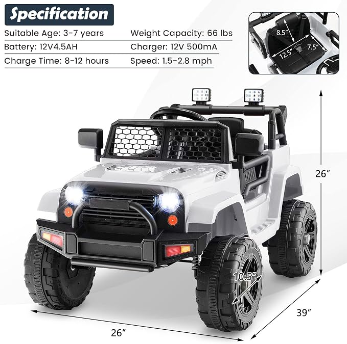 Costzon Ride on Car, 12V Battery Powered Truck Vehicle - Image 7