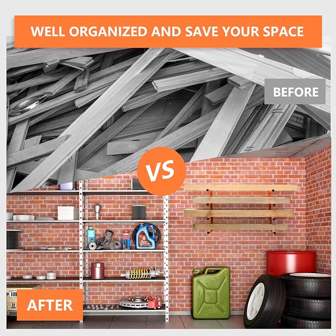 2 Pack Wood Organizer and Lumber Storage Rack Wall Mount, Heavy Duty Wood - Image 6
