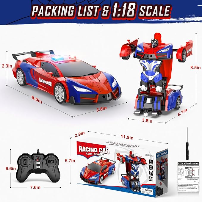 Remote Control Car for Boys 4-7, 2.4GHz RC Car 1:18 Scale, One-Button - Image 8