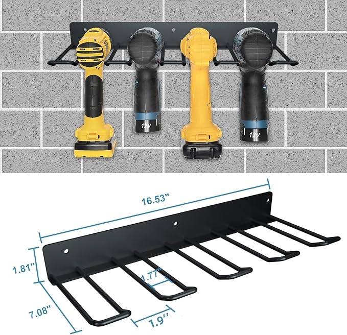 Electric Drill Storage Rack, Holds 4 Drills, Compact Storage - Image 3