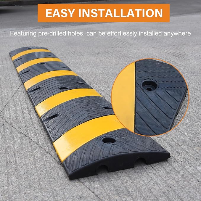Orangestar 2-Pack 6Ft Rubber Speed Bump, 2 Channel Heavy Duty Speed Hump Cable - Image 4