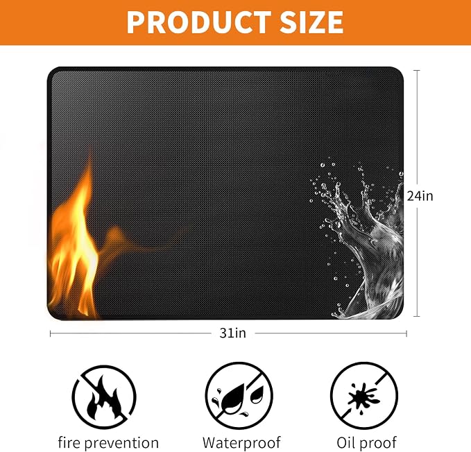 Heat Resistant Grill Mat, 24 x 31 inches Double-sided fireproof and waterproof - Image 2