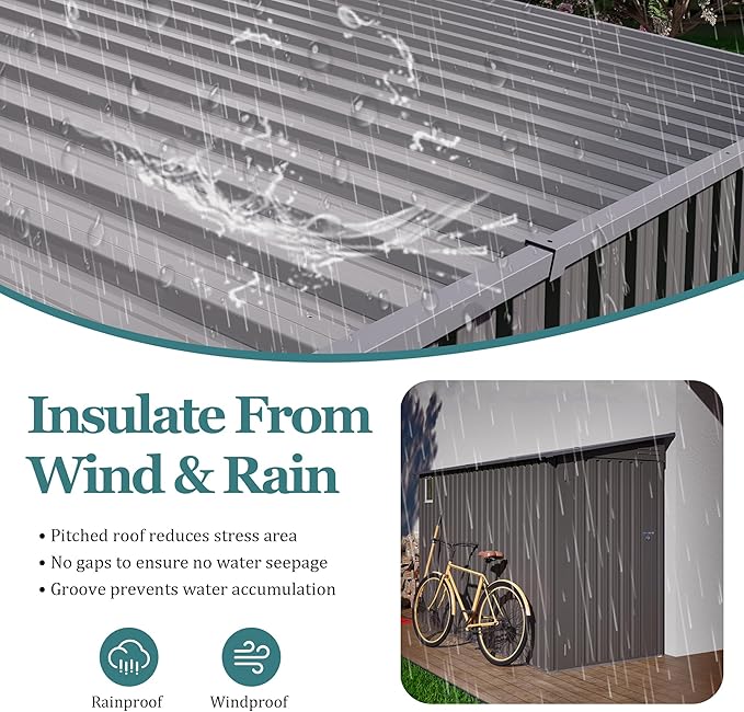 4 * 9.2 FT Outdoor Storage Shed, Galvanized Steel Garden Shed - Image 2