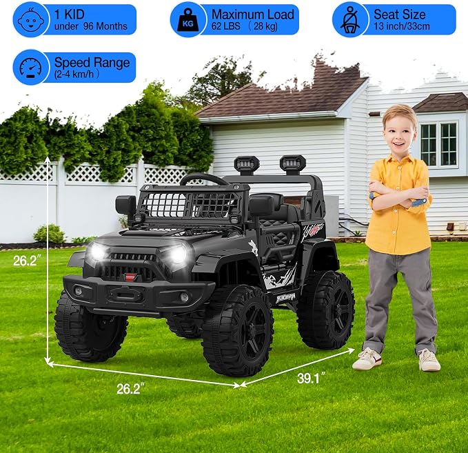 12V Kids Electric Ride On Truck Car w/Parent Remote Control, Spring Suspension - Image 4