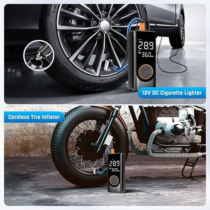 Tire Inflator Portable Air Compressor, 150PSI Cordless Air Pump - Image 3